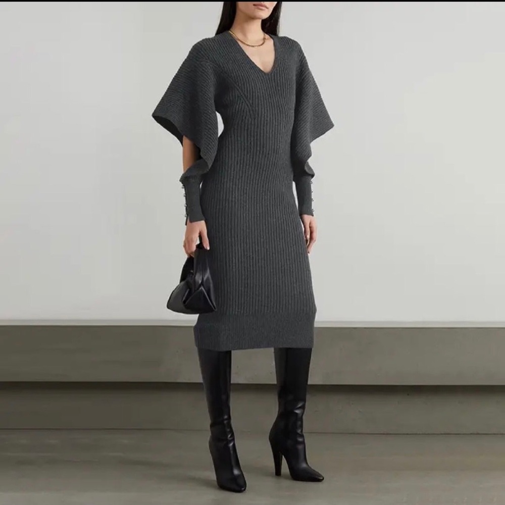 Elegant Knit Dress Open Sleeve !